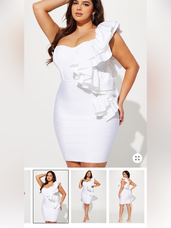 Fashion Nova Dresses & Skirts - Fashion Nova White One-Shoulder Ruffle Bodycon Dress